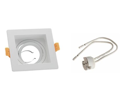 MR16 Spot Frame Rotatable Square , White Color, single Head  - Team LED