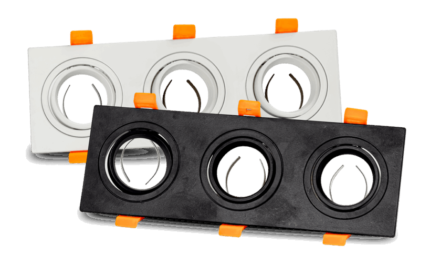 MR16 Spot Frame Rotatable Square , Black Color,Tripple  Head , Flat  - Team LED